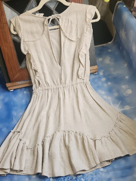 By Together Cream Ruffle Tie-Waist Mini Dress - Picture 9 of 12